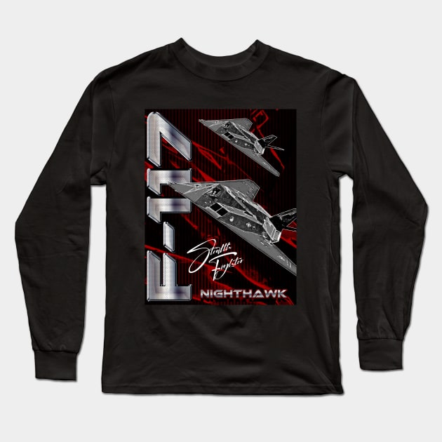 F-117 NIGHTHAWK T SHIRT STEALTH FIGHTER BOMBER JET PLANE Long Sleeve T-Shirt by aeroloversclothing